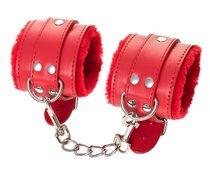 Красные наручники Anonymo из искусственной кожи, цвет красный - Toyfa
