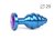 Коническая ребристая синяя анальная втулка с кристаллом фиолетового цвета - 7,1 см., цвет фиолетовый - anal jewelry plug