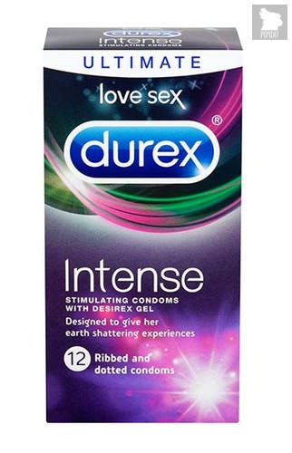 Рельефные презервативы со стимулирующей смазкой Durex Intense Orgasmic - 12 шт. - Durex