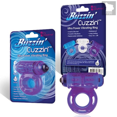 Эрекционное кольцо Buzzin Cuzzin c вибрацией и стимуляцией клитора, цвет фиолетовый - Lux Fetish
