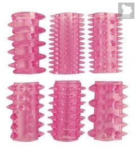Набор из 6 розовых насадок на пенис - 5,5 см., цвет розовый - Bioritm