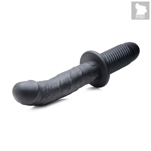 Черный вибратор The Large Realistic 10X Silicone Vibrator with Handle - 30,5 см., цвет черный - XR Brands