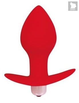 Красная коническая анальная вибровтулка с ограничителем - 8 см., цвет красный - Bior toys