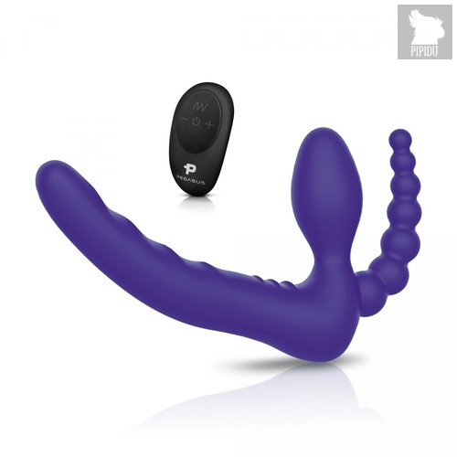 Фиолетовый безремневой страпон с пультом ДУ 7’’ Remote Control Strapless - 24 см., цвет фиолетовый - Pegasus