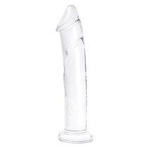 Большой стеклянный стимулятор 12’’ Glass Dildo With Veins & Flat Base - 28 см., цвет прозрачный - Gläs