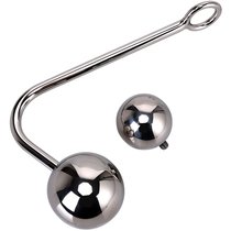 Серебристый анальный крюк со сменными накручивающимися шариками на конце - 14 см., цвет серебряный - Bioritm
