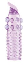 Гелевая фиолетовая насадка с шариками, шипами и усиком - 11 см, цвет фиолетовый - Toyfa