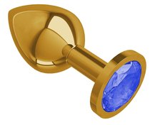 Золотистая средняя пробка с синим кристаллом - 8,5 см, цвет золотой/синий - МиФ
