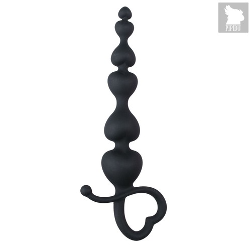 Черные анальные бусы Heart Lover - 18,5 см., цвет черный - Easy toys