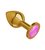 Анальная втулка Gold с розовым кристаллом средняя, цвет золотой - МиФ
