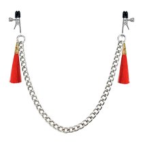 Зажимы на соски с красными кистями Tassel Nipple Clamp With Chain, цвет красный - LoveToy