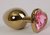 Золотистая анальная пробка с розовым стразиком-сердечком - 9 см - 4sexdreaM