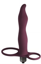 Бордовая вибронасадка для двойного проникновения Flirtini - 15,9 см., цвет бордовый - Lola Toys