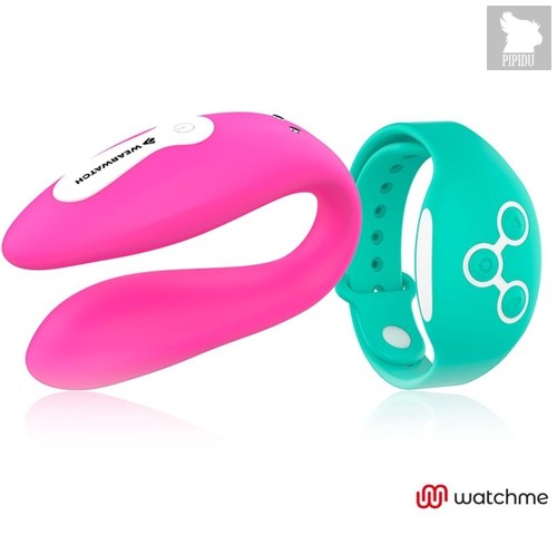 Розовый вибратор для пар с зеленым пультом-часами Weatwatch Dual Pleasure Vibe, цвет розовый - Dreamlove