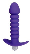 Фиолетовая анальная вибровтулка-елочка с ограничителем - 11,5 см., цвет фиолетовый - Bioritm