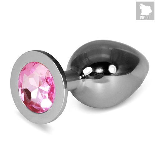 LOVETOY Classic Large Серебряная пробка с розовым кристаллом, l=9см, d, цвет розовый - LoveToy