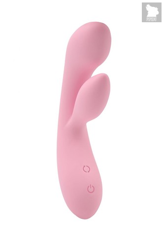 Нежно-розовый вибратор Dual Fulfill Bunny с клиторальным стимулятором - 20,5 см., цвет розовый - Chisa