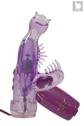 Фиолетовый мини-вибратор со стимулятором клитора - 13 см., цвет фиолетовый - Tonga