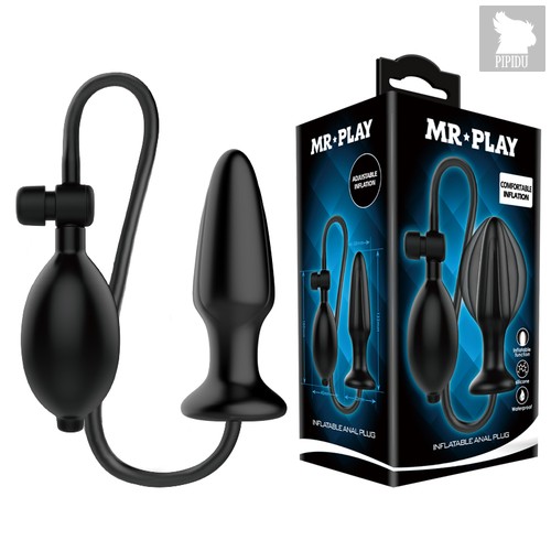 Анальная пробка с функцией увеличения размера Mr. Play Inflatable Anal Plug, цвет черный - Baile