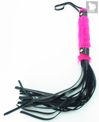 Плеть из лака с розовым мехом BDSM Light - 43 см - БДСМ арсенал