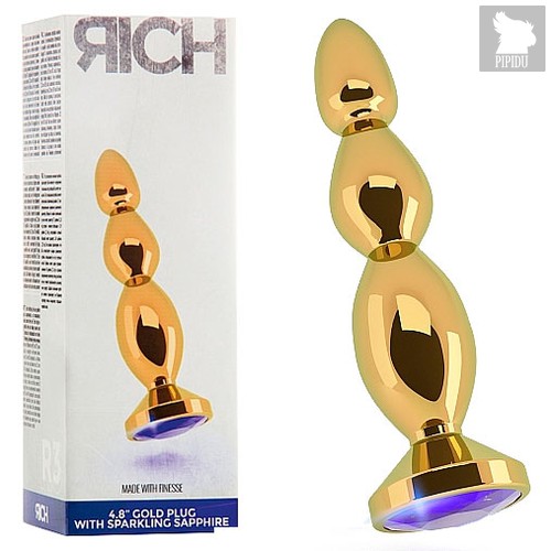 Анальная пробка 4,8" R3 RICH Gold - Purple Sapphire - Shots Media