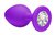 Малая фиолетовая анальная пробка Emotions Cutie Small с прозрачным кристаллом - 7,5 см, цвет пурпурный - Lola Toys