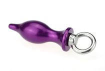 Фиолетовая металлическая анальная пробка с кольцом - 7 см, цвет фиолетовый - 4sexdreaM