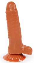 Гладкий фаллоимитатор-реалистик с мошонкой - 18,5 см., цвет бежевый - Bior toys