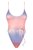 Слитный женский купальник Rionella, цвет голубой/розовый, M - Obsessive