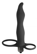 Черная вибронасадка для двойного проникновения Flirtini - 15,9 см., цвет черный - Lola Toys