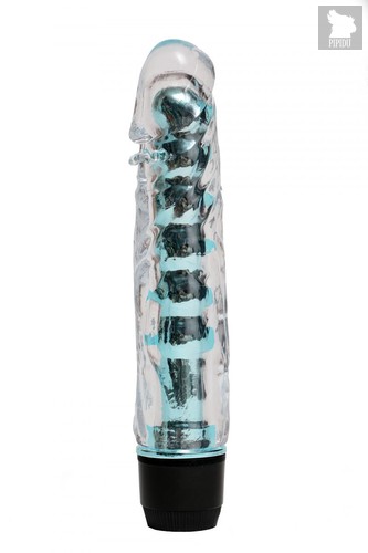 Прозрачно-голубой вибратор с пупырышками - 17,5 см., цвет голубой - 4sexdreaM