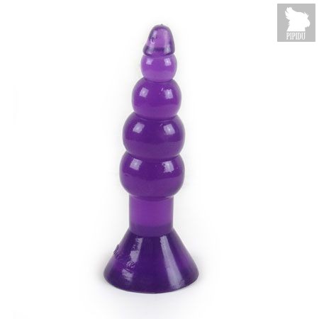 Фиолетовая анальная пробка-елочка с присоской - 18 см, цвет фиолетовый - Baile