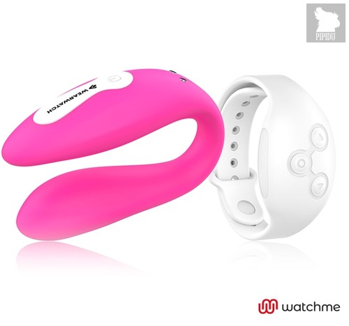 Розовый вибратор для пар с белым пультом-часами Weatwatch Dual Pleasure Vibe, цвет розовый - Dreamlove