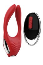 Красное эрекционное кольцо EROS с пультом ДУ, цвет красный - Dream toys