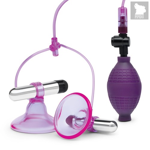 Вибропомпы для сосков Vibrating Nipple Suckers with Quick Release, цвет фиолетовый - Lux Fetish