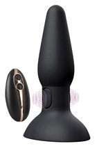 Черная анальная вибропробка с пульсацией в нижней части Thumping Anus Butt Plug - 15 см., цвет черный - ORION