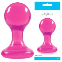 Анальная пробка Luna Balls - Large на присоске, большая, цвет розовый - NS Novelties