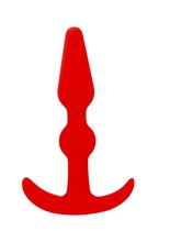 Красная анальная втулка T-SHAPE SILICONE BUTT PLUG RED - 9,9 см., цвет красный - Nanma (NMC)