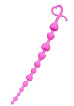 Розовая силиконовая анальная цепочка Long Sweety - 34 см, цвет розовый - Toyfa