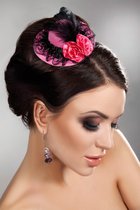 Розовая мини-шляпка с кружевом и цветами, цвет розовый, размер OS - Livia Corsetti