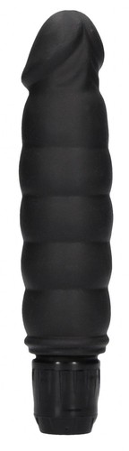 Черный вибромассажер Ribbed Multispeed Vibrator - 17 см., цвет черный - Shots Media