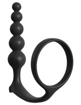 Черная анальная цепочка с эрекционным кольцом Ass-gasm Cockring Anal Beads, цвет черный - Pipedream