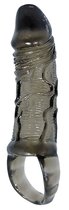 Закрытая насадка на фаллос с кольцом для мошонки - 15 см., цвет черный - Bioritm
