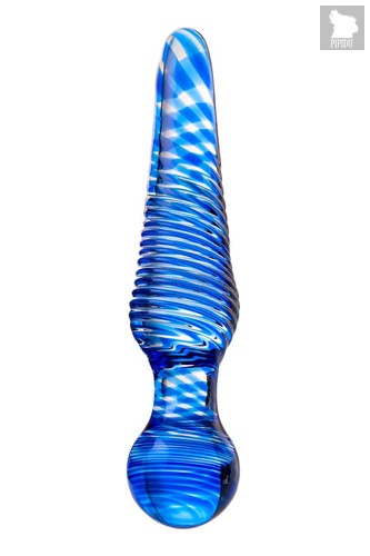 Большая синяя стеклянная пробка для анальной стимуляции - 17 см., цвет синий - Sexus