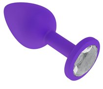 Фиолетовая силиконовая пробка с прозрачным кристаллом - 7,3 см, цвет прозрачный - МиФ