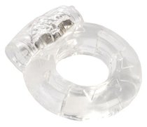 Толстое прозрачное эрекционное кольцо с вибратором, цвет прозрачный - Toyfa