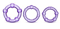 Набор из 3 фиолетовых эрекционных колец Stay Hard Beaded Cockrings, цвет фиолетовый - Blush Novelties