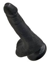 Фаллоимитатор на присоске с мошонкой черный King Cock 6 Cock with Balls, цвет черный - Pipedream