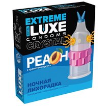 Стимулирующий презерватив "Ночная лихорадка" с ароматом персика - 1 шт., цвет прозрачный - LUXLITE