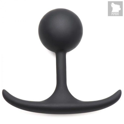 Черная анальная пробка с утяжелением Premium Silicone 3.3" Weighted Round Plug - 8,4 см., цвет черный - XR Brands